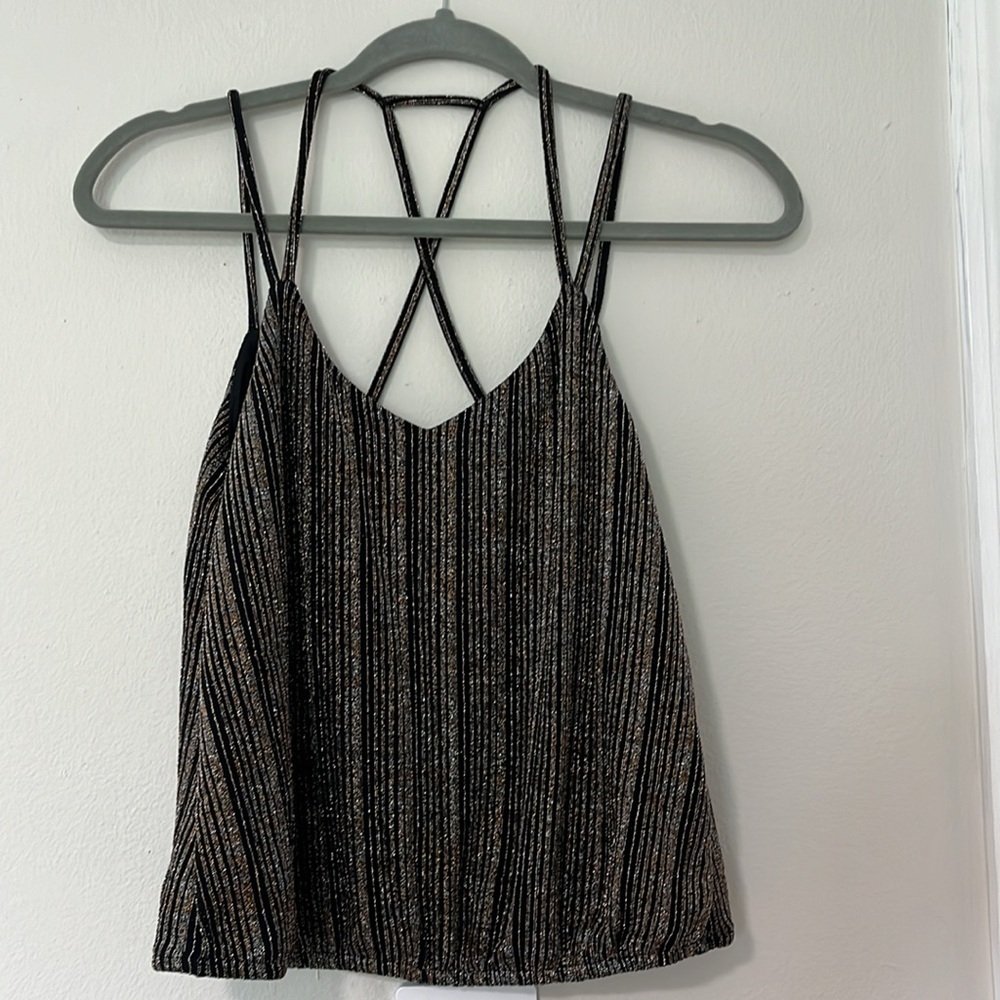 Express gold and black sparkly small petit top.